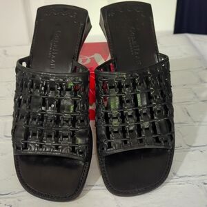 Cole Haan Shoes Woven Dark Brown Leather Slide Size 7B